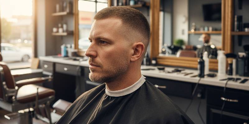 Herren Buzz Cut Friseur Frisur, perfekt für einen modernen und gepflegten Look.
